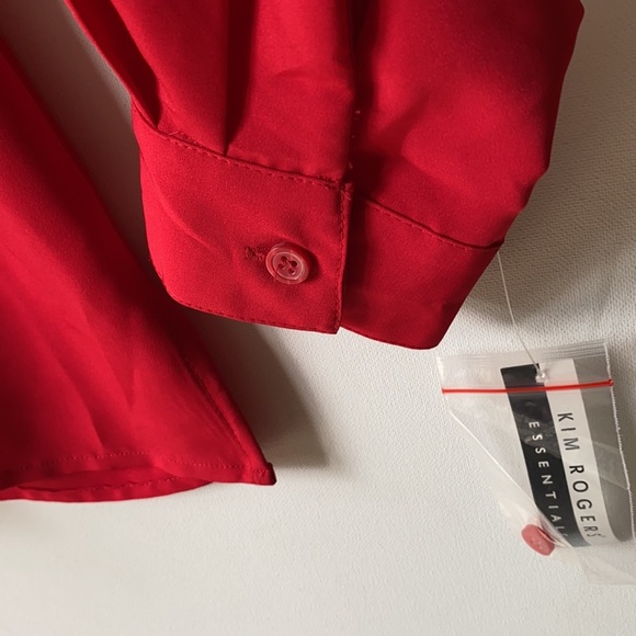 Kim Rogers Lipstick Red Long-sleeve Blouse, Size M - Picture 2 of 6